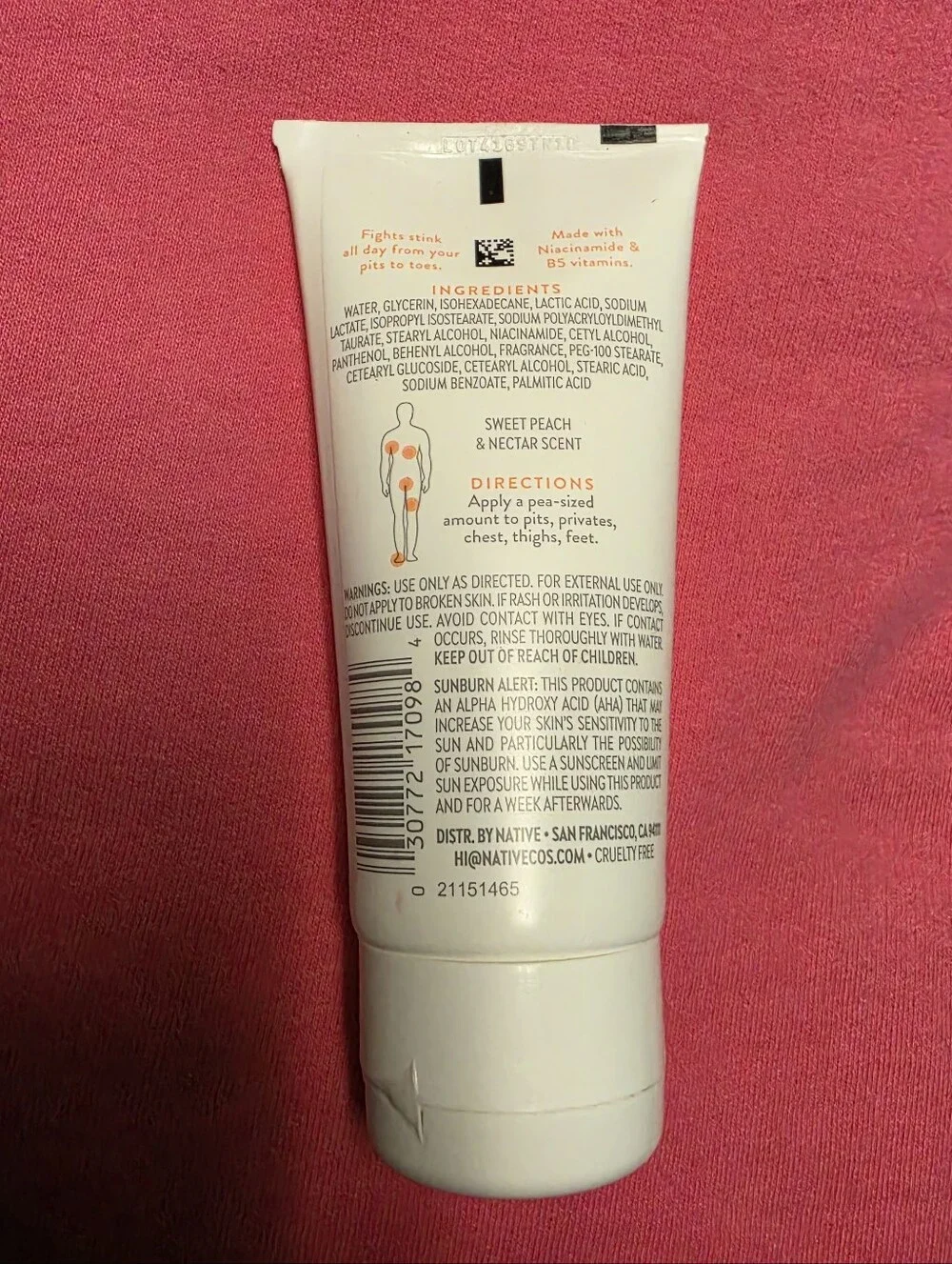 Native Sweet Peach & Nectar Cream Deodorant - White/Peach